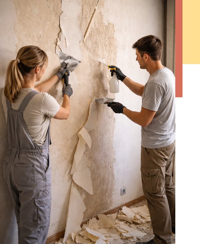 Снятие старых обоев в Новодвинске от 5369 руб. под ключ недорого | ОТДЕЛОЧНИК-Нвд