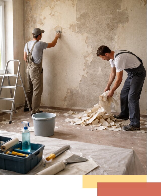 Снятие старых обоев в Новодвинске быстро и качественно