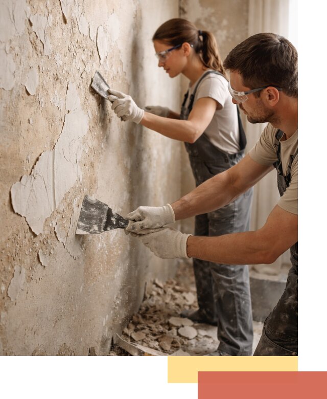 Снятие старой шпаклевки и подготовка поверхностей в Новодвинске