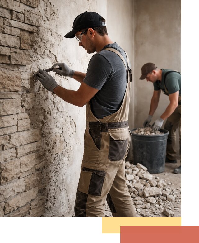 Демонтаж декоративного камня в Новодвинске профессионально и безопасно