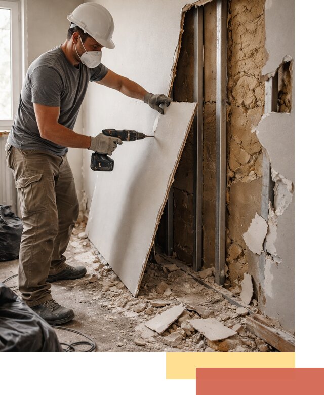 Демонтаж гипсокартона со стен в Новодвинске качественно и быстро