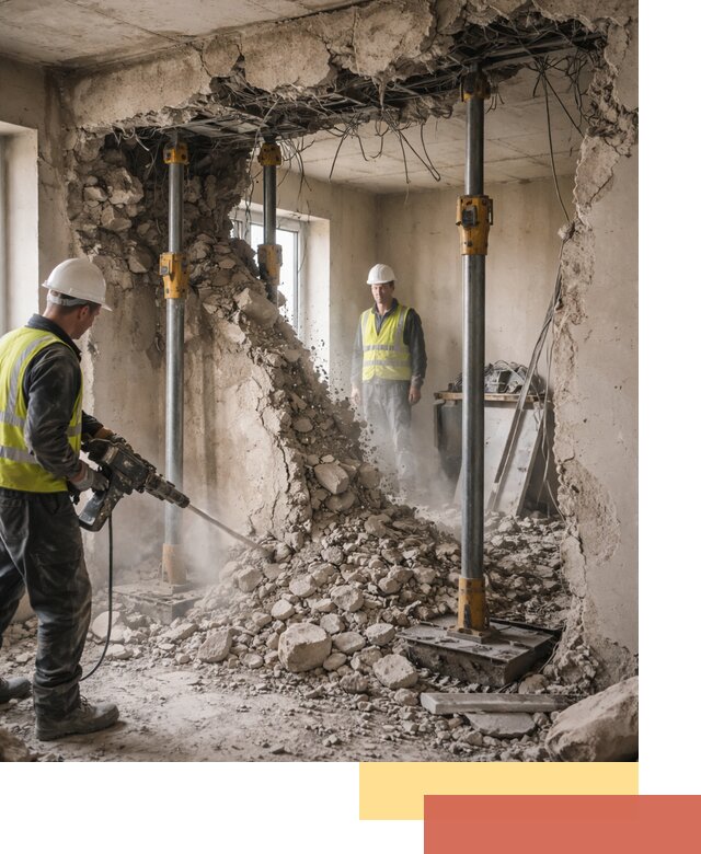 Снос несущих стен в Новодвинске с гарантией безопасности и качества