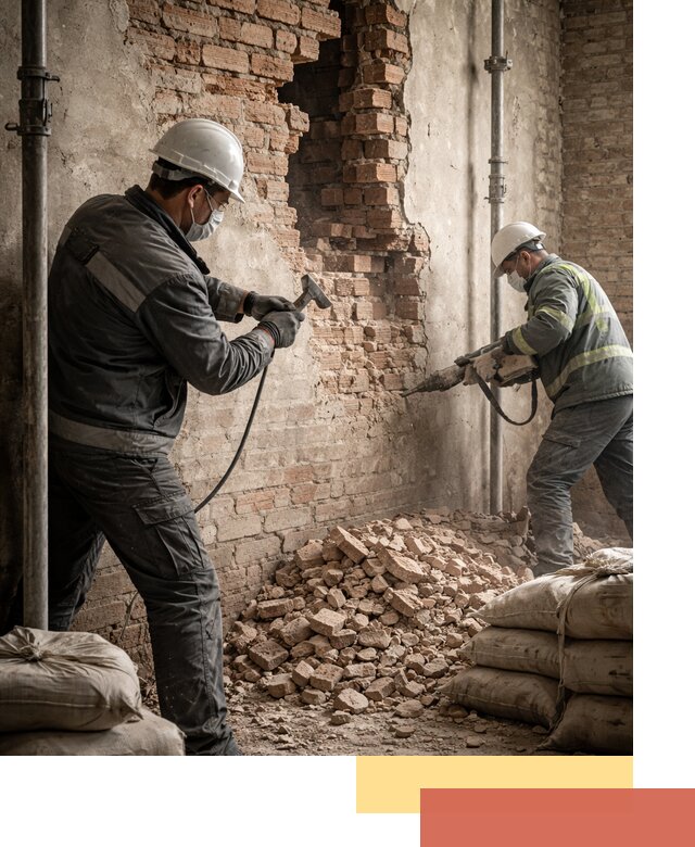 Демонтаж кирпичных стен в Новодвинске быстро и безопасно