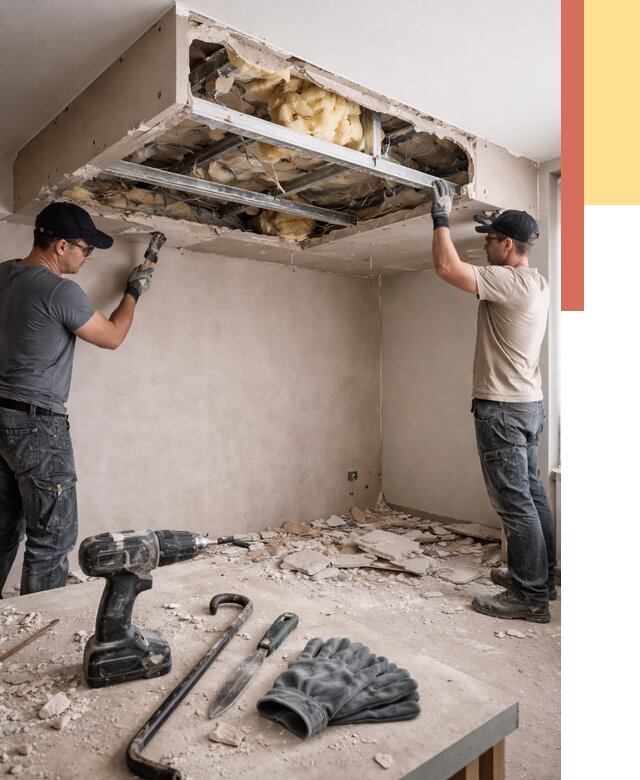 Демонтаж короба из гипсокартона в Новодвинске от 1555 руб. — быстро и недорого | ОТДЕЛОЧНИК-Нвд