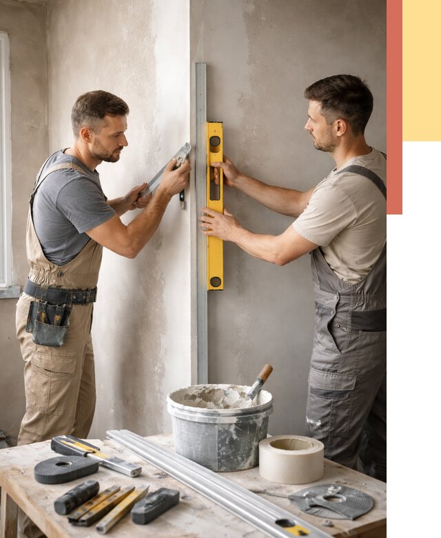 Выведение углов стен в Новодвинске от 1892 руб. быстро и недорого | ОТДЕЛОЧНИК-Нвд