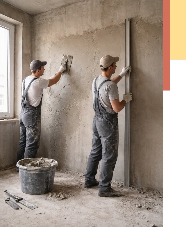 Штукатурка бетонных стен в Новодвинске от 4602 руб/м² — качественно и быстро | ОТДЕЛОЧНИК-Нвд