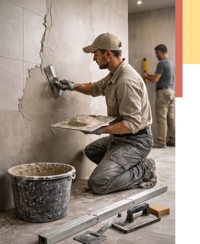 Штукатурка стен в ванной в Новодвинске от 4602 руб./м² — выравнивание под ключ | ОТДЕЛОЧНИК-Нвд