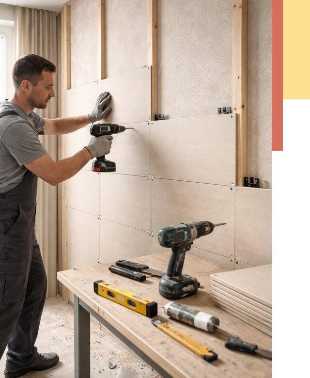 Монтаж МДФ панелей на стены в Новодвинске от 1278 руб. под ключ | ОТДЕЛОЧНИК-Нвд