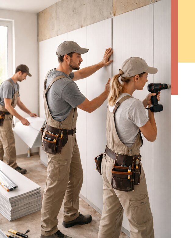 Монтаж ПВХ панелей на стены в Новодвинске от 460 руб/м2 — быстро и недорого | ОТДЕЛОЧНИК-Нвд