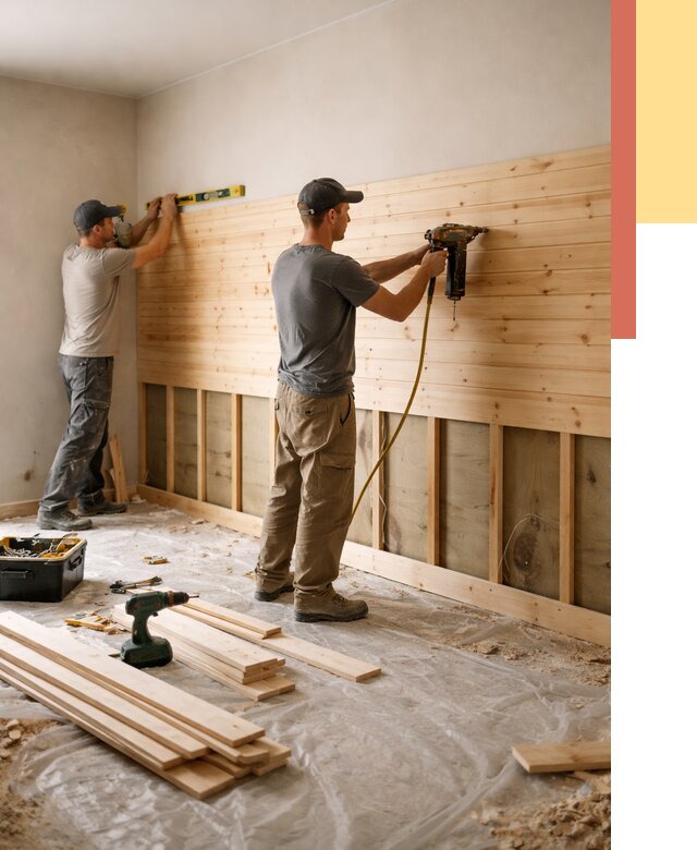 Монтаж деревянной вагонки на стены в Новодвинске от 7670 руб. | Услуги монтажа вагонки | ОТДЕЛОЧНИК-Нвд