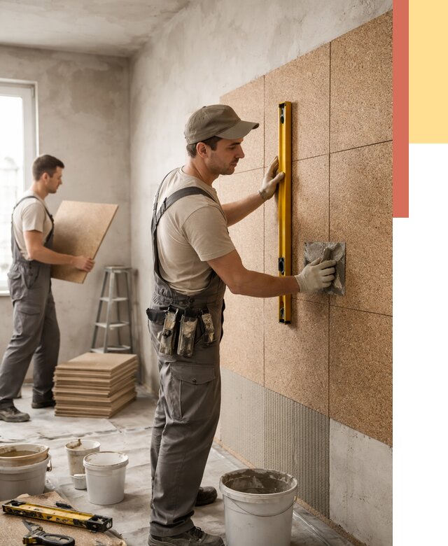 Монтаж пробковых панелей на стены в Новодвинске от 3579 руб. — ОТДЕЛОЧНИК-Нвд