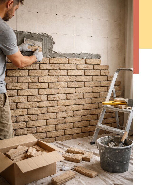 Монтаж декоративного кирпича в Новодвинске от 3273 руб./м² — быстро и недорого | ОТДЕЛОЧНИК-Нвд