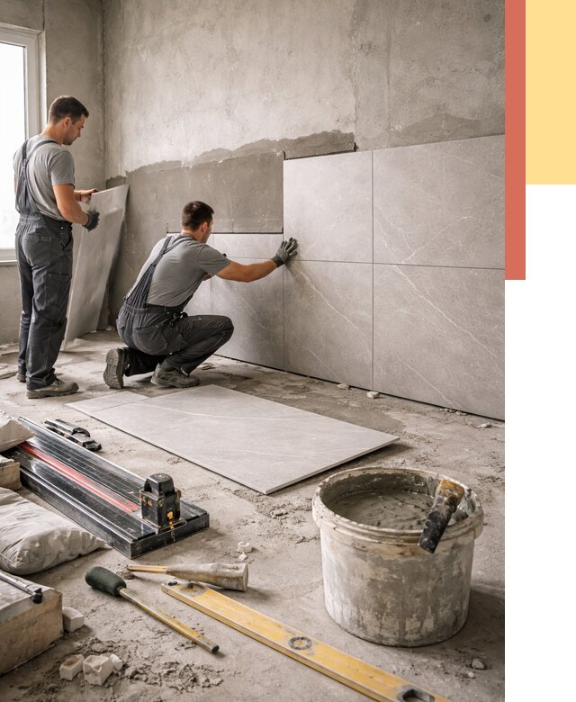 Облицовка стен керамогранитом в Новодвинске от 4295 руб./м² — услуги под ключ | ОТДЕЛОЧНИК-Нвд