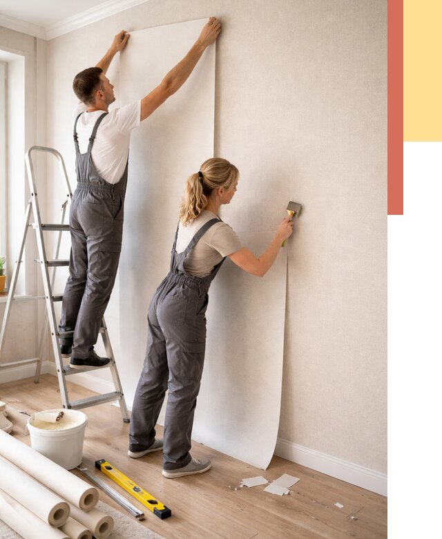 Поклейка флизелиновых обоев в Новодвинске от 6136 руб. | Быстро и недорого — ОТДЕЛОЧНИК-Нвд