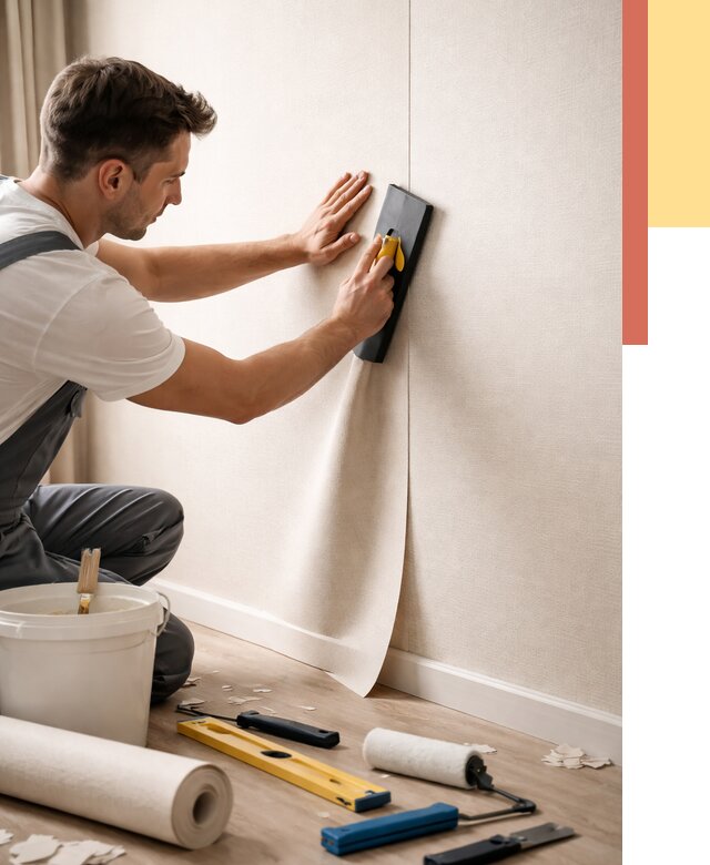 Поклейка виниловых обоев в Новодвинске от 4602 руб. | Быстро и недорого — ОТДЕЛОЧНИК-Нвд