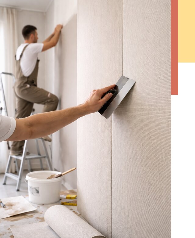 Поклейка текстильных обоев в Новодвинске от 4602 руб. под ключ | ОТДЕЛОЧНИК-Нвд