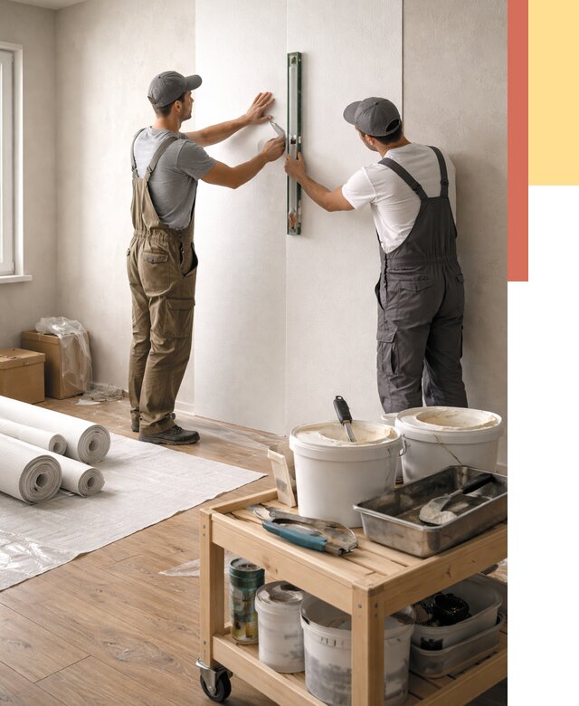 Поклейка стеклообоев в Новодвинске от 6648 руб. за м2 — быстро и недорого | ОТДЕЛОЧНИК-Нвд