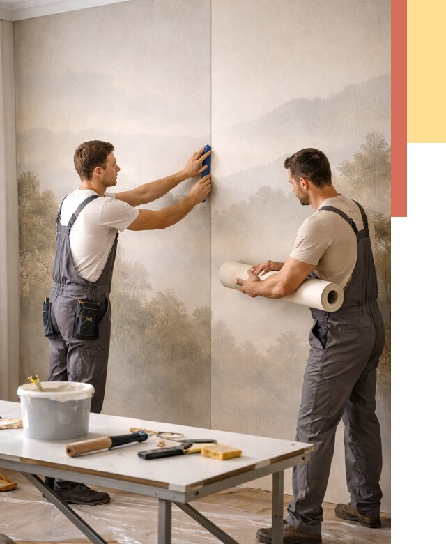 Поклейка фотообоев в Новодвинске от 8693 руб/м² — быстро и недорого | ОТДЕЛОЧНИК-Нвд