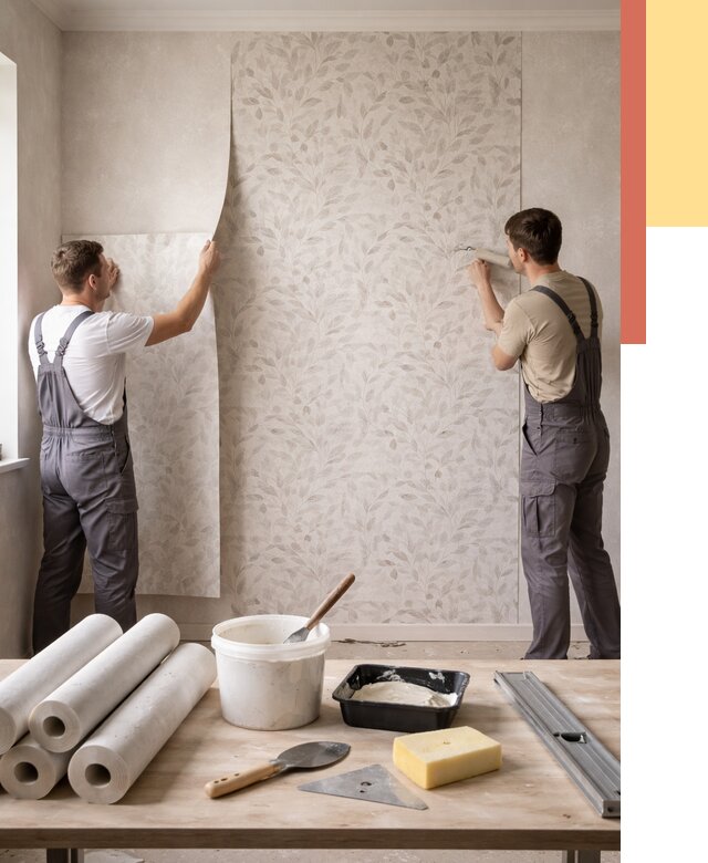 Поклейка обоев с подбором рисунка в Новодвинске от 3579 руб. | ОТДЕЛОЧНИК-Нвд - быстро и недорого