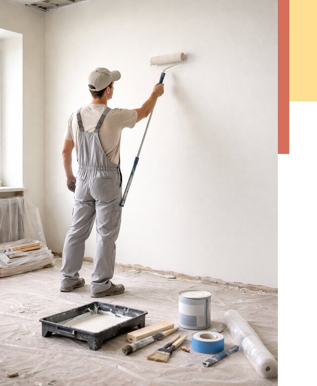 Покраска стен водоэмульсионной краской в Новодвинске от 460 руб. за м² | ОТДЕЛОЧНИК-Нвд