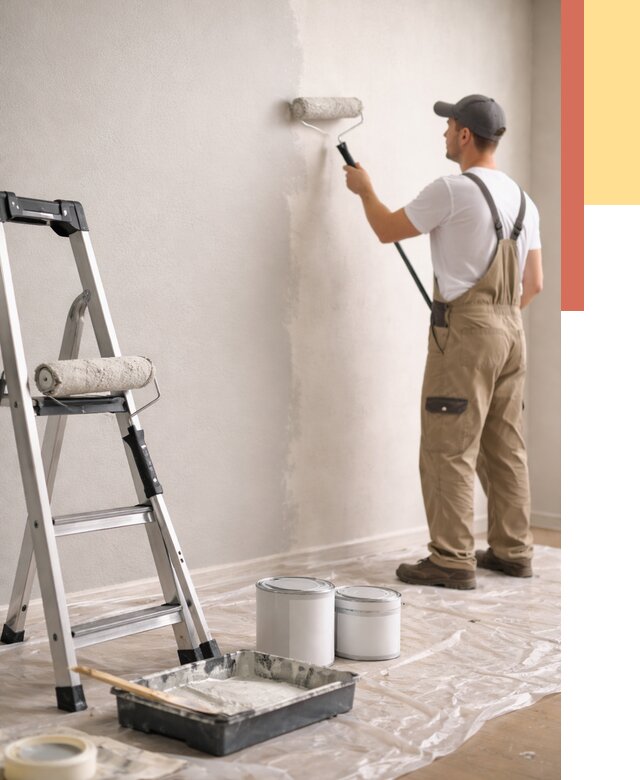 Покраска стен латексной краской в Новодвинске от 4602 руб. за м2 | ОТДЕЛОЧНИК-Нвд