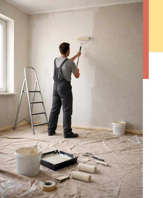 Покраска стен моющейся краской в Новодвинске от 358 руб./м² — быстро и недорого | ОТДЕЛОЧНИК-Нвд