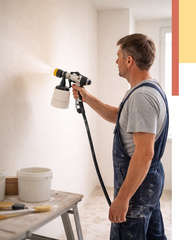 Покраска стен краскопультом в Новодвинске от 7670 руб. — механизированная покраска | ОТДЕЛОЧНИК-Нвд