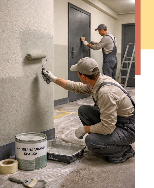 Покраска стен антивандальной краской в Новодвинске от 4602 руб./м² под ключ | ОТДЕЛОЧНИК-Нвд
