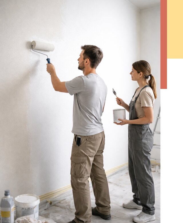 Окраска стен по стеклохолсту в Новодвинске от 4602 руб/м² под ключ | ОТДЕЛОЧНИК-Нвд