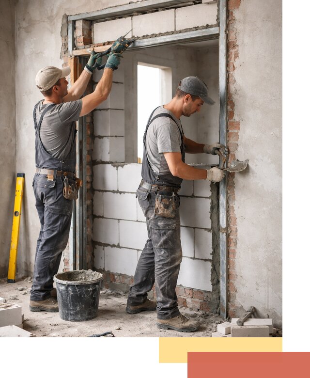 Закладка дверного проема под ключ в Новодвинске: демонтаж, монтаж, отделка