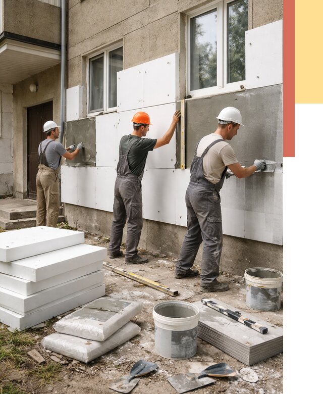 Утепление стен пенопластом в Новодвинске от 1790 руб. — недорого и под ключ | ОТДЕЛОЧНИК-Нвд