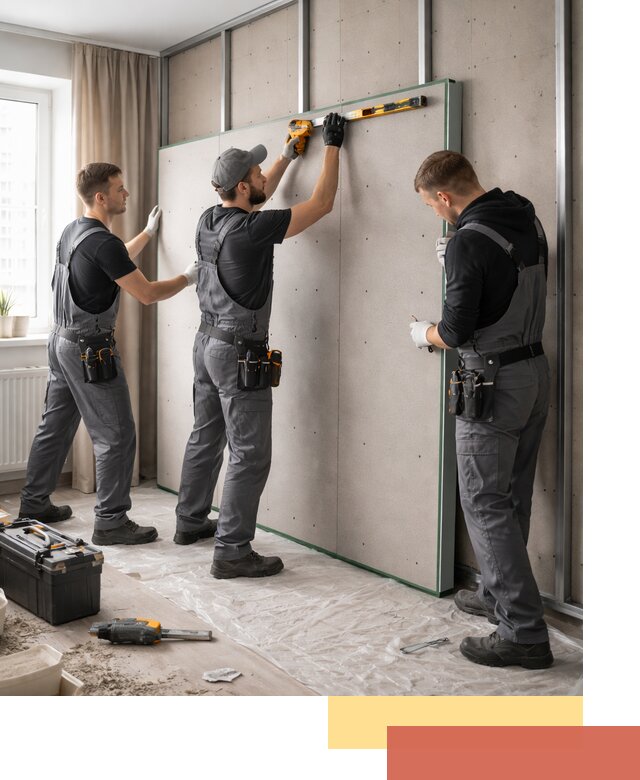 Шумоизоляция стен панелями ЗИПС в Новодвинске для жилых и коммерческих помещений