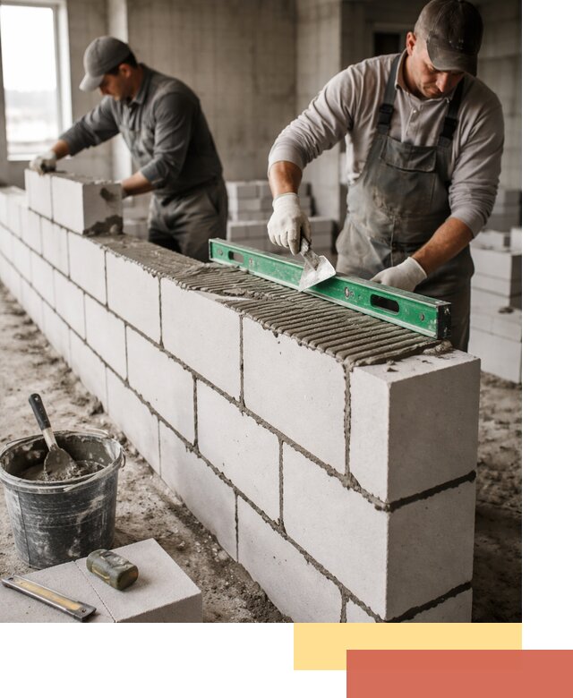 Кладка перегородок из газобетона в Новодвинске быстро и качественно