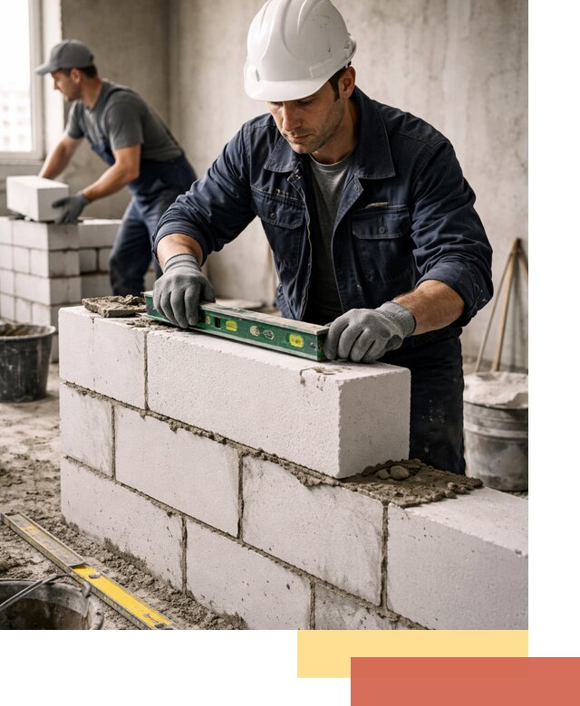 Кладка перегородок из пеноблока под ключ в Новодвинске