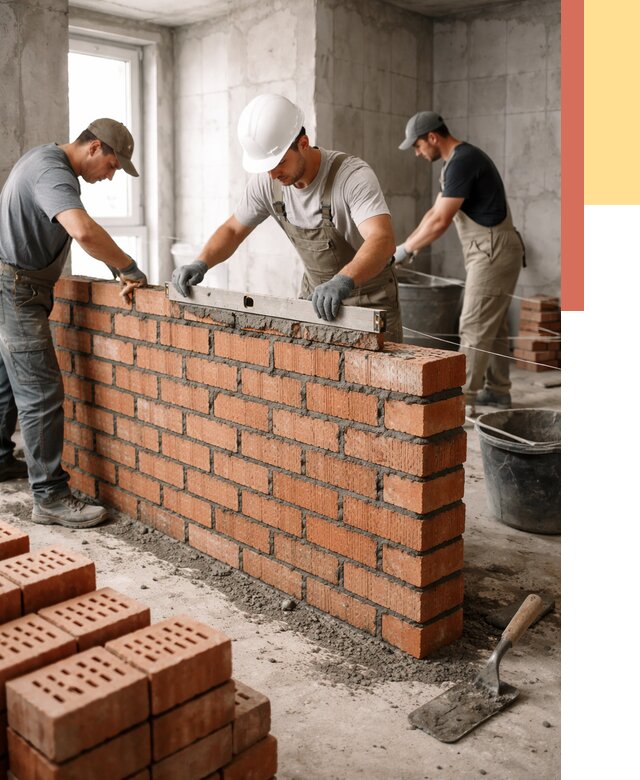 Кладка перегородок из кирпича в Новодвинске от 3579 руб. за м² | ОТДЕЛОЧНИК-Нвд