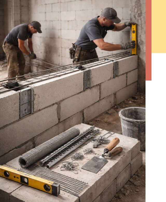 Армирование кладки перегородок в Новодвинске от 767 руб. под ключ | ОТДЕЛОЧНИК-Нвд
