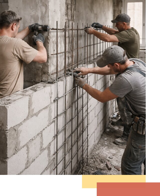 Армирование кладки перегородок в Новодвинске профессионально и надёжно