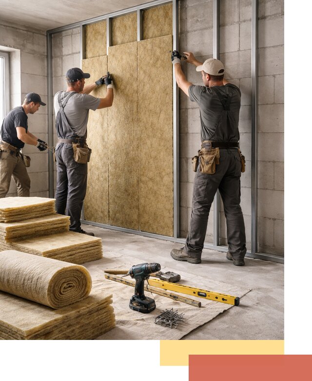 Шумоизоляция перегородок из блоков в Новодвинске — монтаж и защита шумоизоляцией