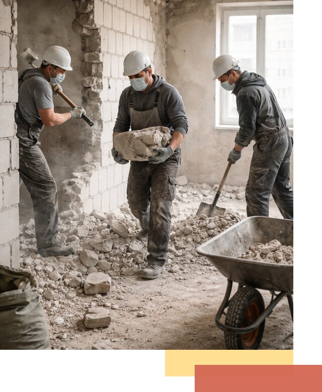 Демонтаж блочных перегородок в Новодвинске быстро и аккуратно