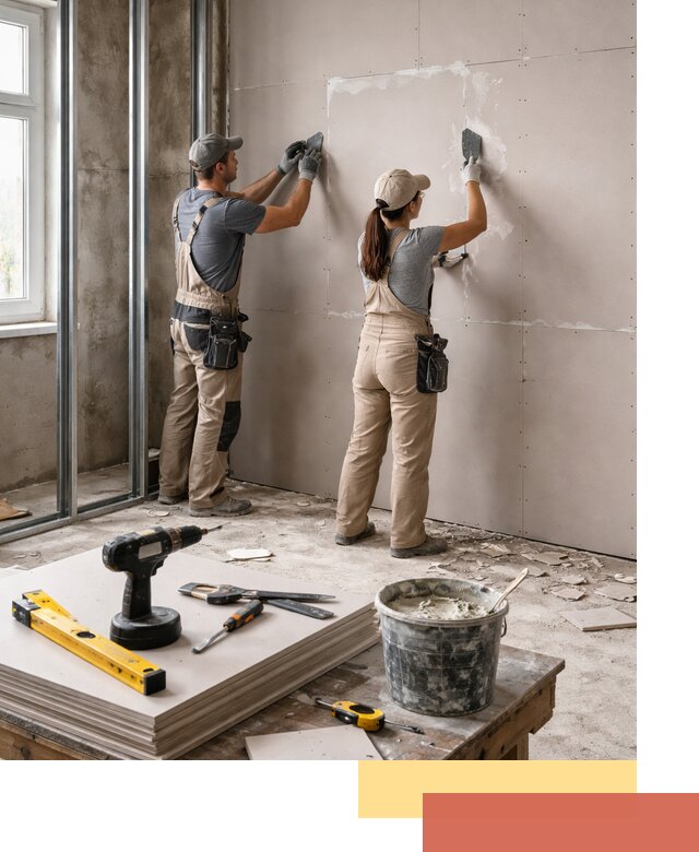 Монтаж двухслойной перегородки из гипсокартона в Новодвинске