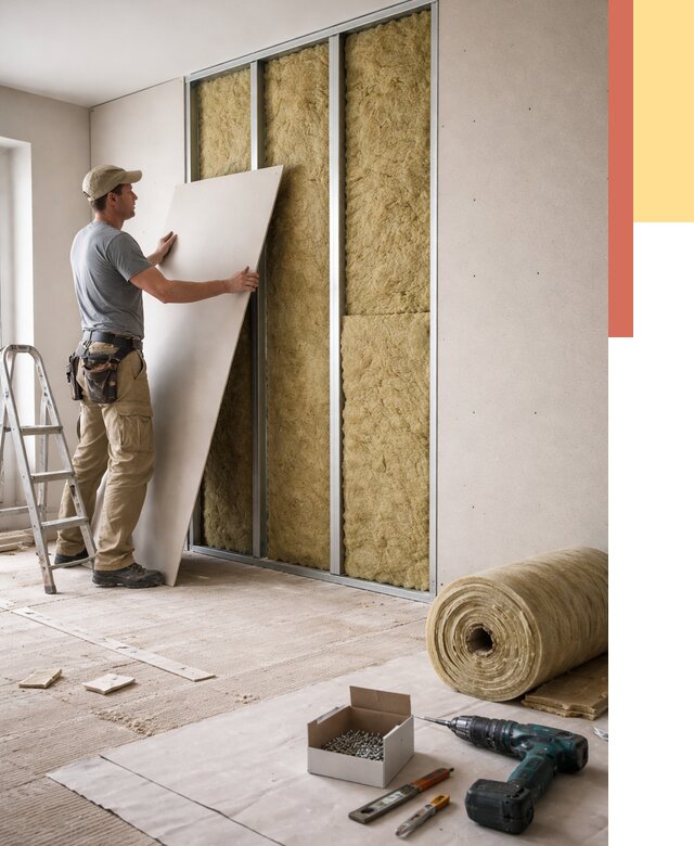 Перегородка из гипсокартона с шумоизоляцией в Новодвинске от 3191 руб. | ОТДЕЛОЧНИК-Нвд