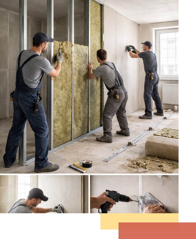 Перегородка из гипсокартона с шумоизоляцией в Новодвинске — монтаж под ключ