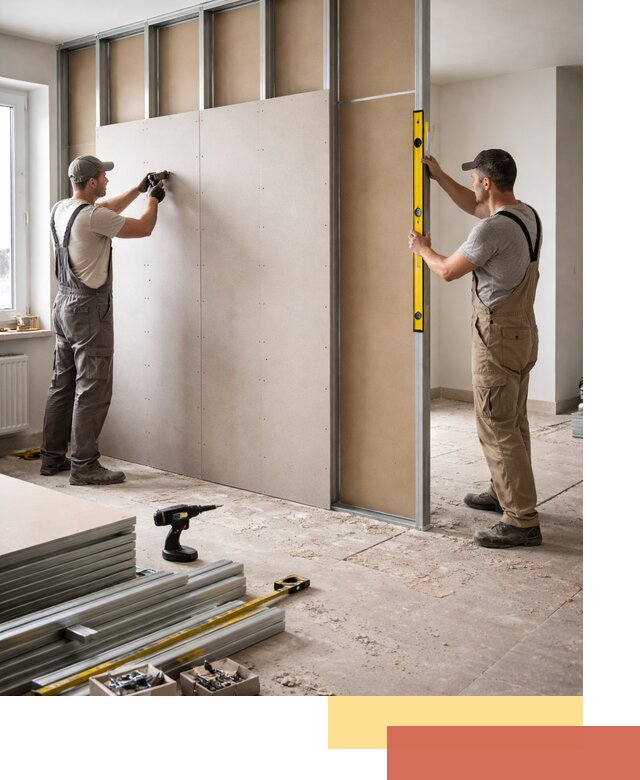 Зонирующая перегородка из гипсокартона под ключ в Новодвинске