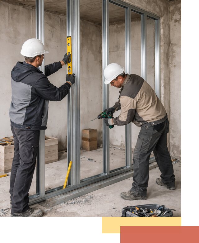 Монтаж каркаса перегородки из профиля в Новодвинске