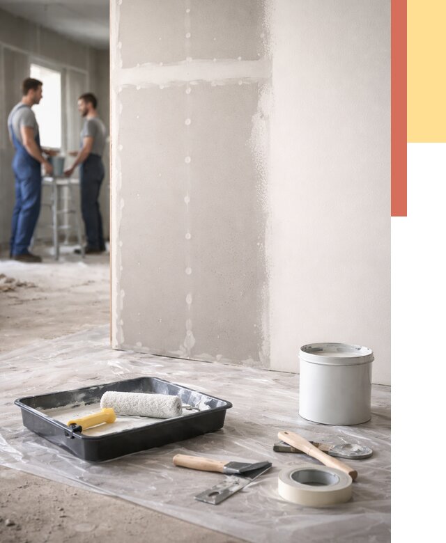 Покраска перегородок из гипсокартона в Новодвинске от 4602 руб. под ключ | ОТДЕЛОЧНИК-Нвд