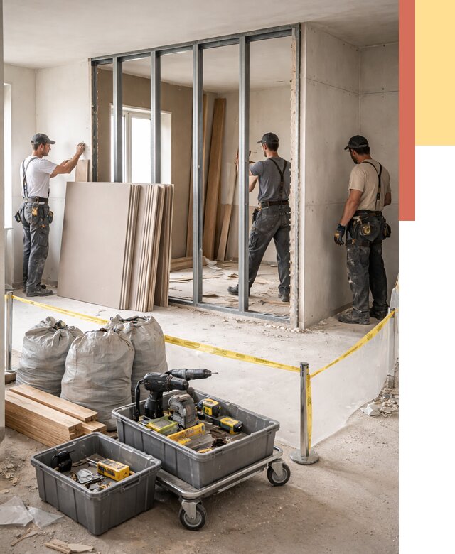 Перенос гипсокартонной перегородки в Новодвинске под ключ от 4602 руб. | Демонтаж и монтаж – ОТДЕЛОЧНИК-Нвд