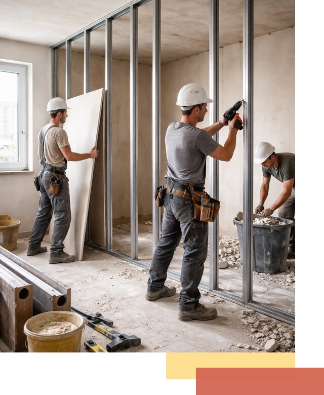 Перенос гипсокартонной перегородки в Новодвинске профессионально и быстро