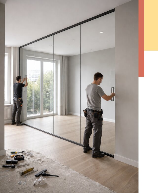 Изготовление стеклянных перегородок в Новодвинске от 12630 руб. под ключ | ОТДЕЛОЧНИК-Нвд