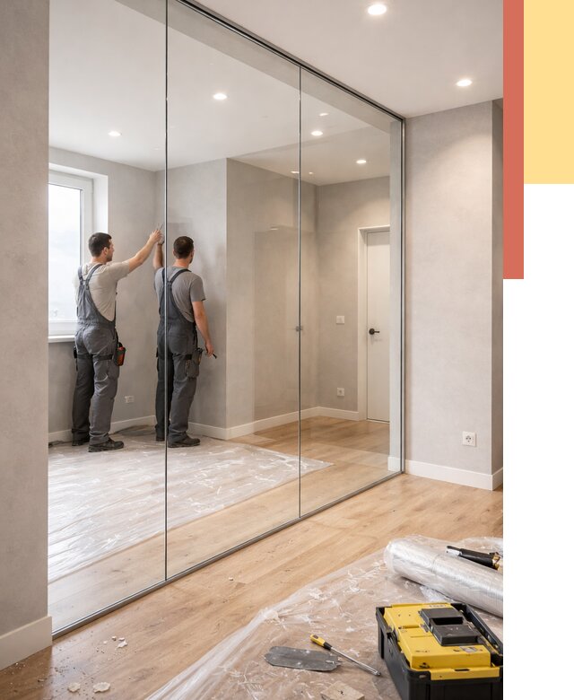 Безрамные стеклянные перегородки в Новодвинске — монтаж от 9716 руб. | ОТДЕЛОЧНИК-Нвд