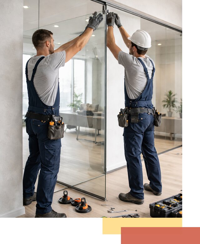 Безрамные стеклянные перегородки под ключ в Новодвинске